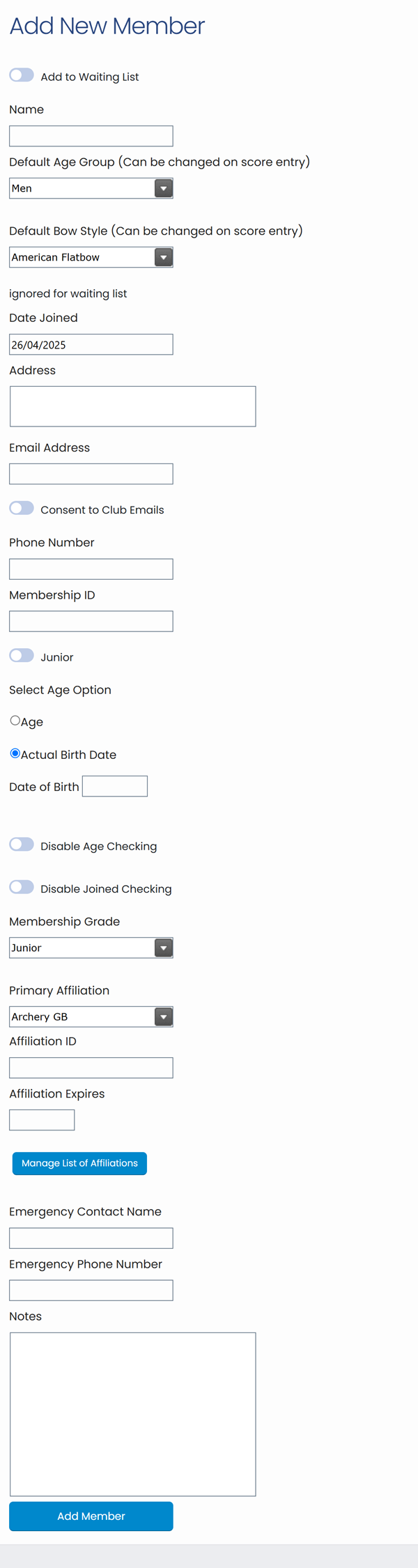 add member form