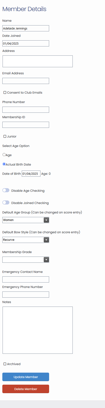 edit member details