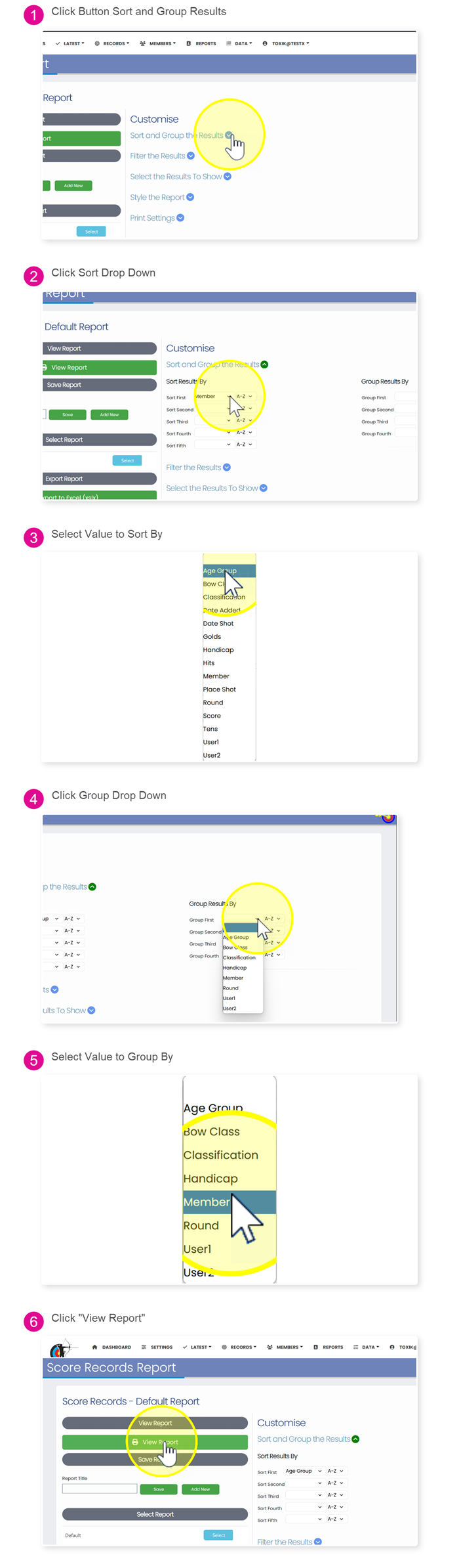 report sorting